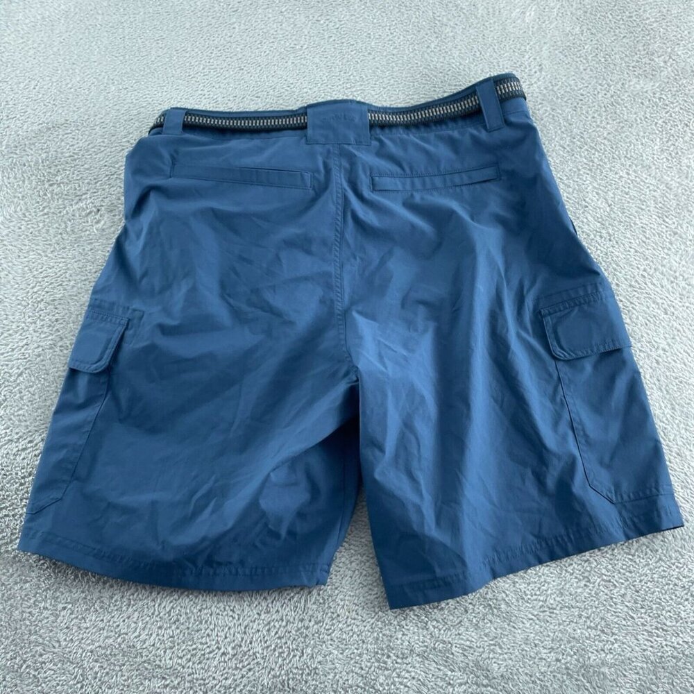 Orvis Mens Cargo Shorts With Built-In Belt Size 32 Blue Stretch Polyester 3925 - Picture 2 of 10